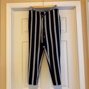 Mango Black and White Striped pants
